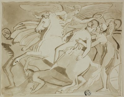 Ängel lägger krans på döende soldats huvud av Thomas Stothard
