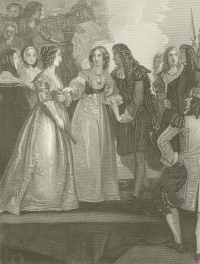 Charles II tar emot hertiginnan av Orleans i Dover av Thomas Stothard