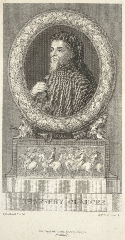 Geoffrey Chaucer, graverad av John Henry Robinson (1796–1871) av Thomas Stothard