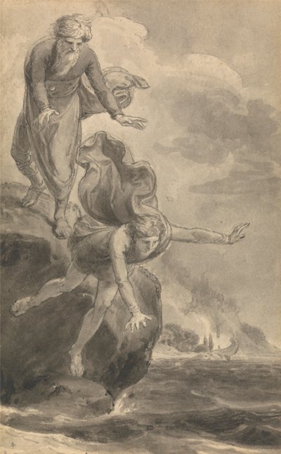 En av sex illustrationer till Fenelons "The Adventures of Telemachus son of Ulysses" av Thomas Stothard