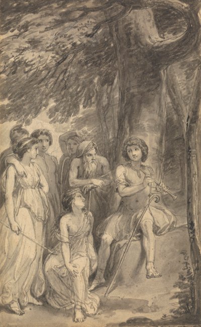 En av sex illustrationer till Fenelons "The Adventures of Telemachus son of Ulysses" av Thomas Stothard