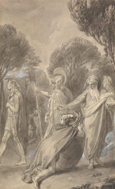 En av sex illustrationer till Fenelons "The Adventures of Telemachus son of Ulysses" av Thomas Stothard