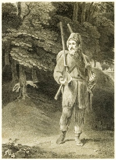 ?Robinson Crusoe-jakt? från ?The Life and Strange Surprising Adventures of Robinson Crusoe, or York, Mariner? av Daniel Defoe av Thomas Stothard