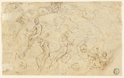 Skisser till Silver Salver (recto); Skisser av friser, grupper av kvinnor (verso) av Thomas Stothard