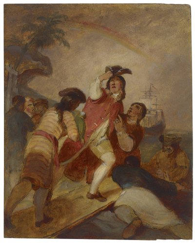 Robinson Crusoe och hans man lämnar fredagen ön, c.1856 av Thomas Sully