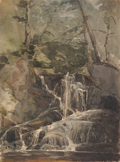 Litet vattenfall i skogen av Thomas Sully