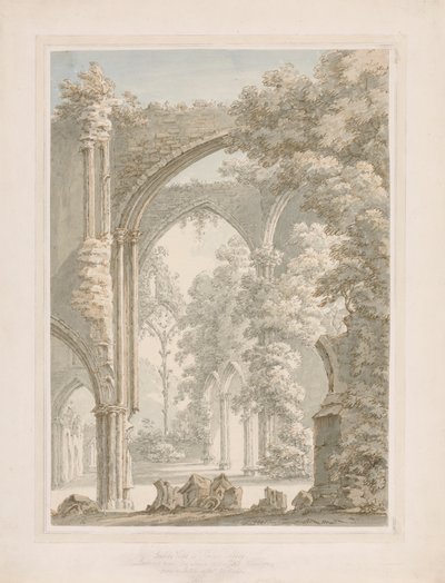Vy från insidan av Tintern Abbey från mittskeppet till östfönstret av Thomas Sunderland