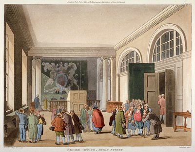 Interiören av Excise Office, Old Broad Street, City of London, 1810 av Thomas Sutherland