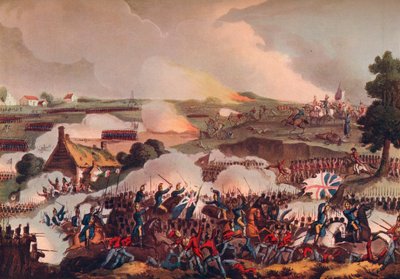 Den brittiska arméns centrum i aktion vid slaget vid Waterloo, 1800-talet 1909 av Thomas Sutherland