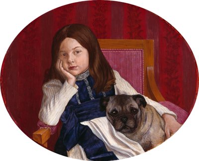 Johanna, konstnärens dotter med en mops av Thomas Theodor Heine
