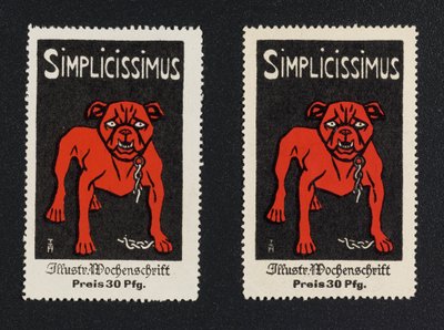 Werbemarke "Simplicissimus 30 Pfg." av Thomas Theodor Heine