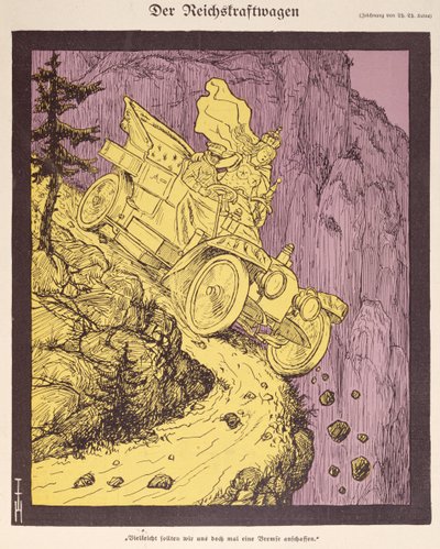Det tyska imperiets bil körd av Wilhelm II (1859-1941) illustration från omslaget till 