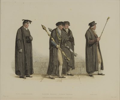 Vicekansler, Esquire Beadle, Yeoman Beadle, Verger, graverad av J. Agar, publicerad i R. Ackermanns 