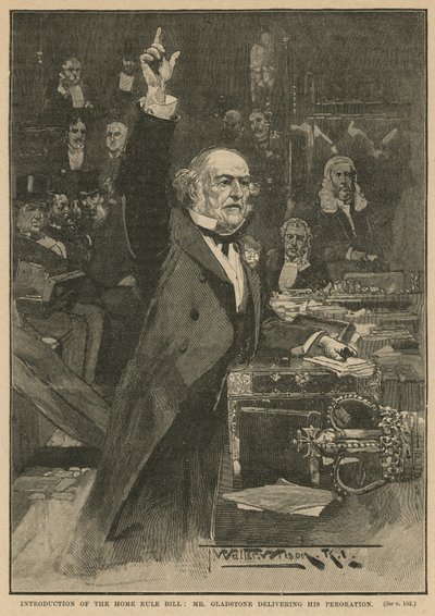 Införandet av Home Rule Bill - Gladstone håller sitt anförande. av Thomas Walter Wilson