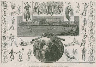 De amerikanska basebollspelarna på Kennington Oval - besök av prinsen av Wales (gravyr) av Thomas Walter Wilson
