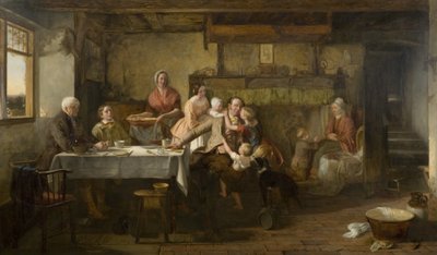 Godnatt (olja på panel) av Thomas Webster