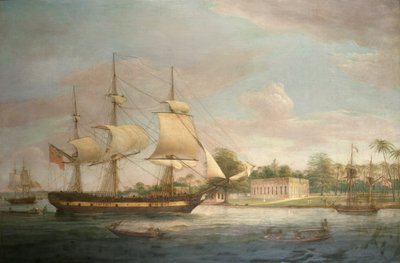 Ett landsfartyg på Hoogly nära Calcutta av Thomas Whitcombe