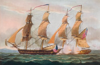A Duell Between Brigs, c1817 av Thomas Whitcombe