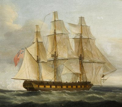 Den franska fregatten Le Serenes kapning av den engelska fregatten Boreas av Thomas Whitcombe