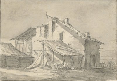 Förfallen bondgård av Thomas Wijck (attributed to)