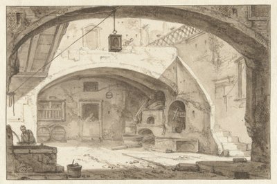 Italiensk innergård med bageri av Thomas Wijck