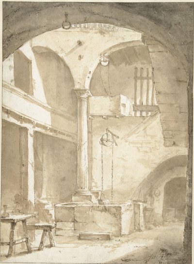 Italiensk innergård med brunn av Thomas Wijck