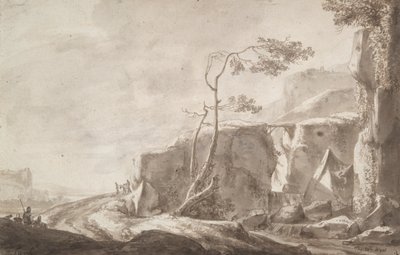 Stenigt landskap med en bäck av Thomas Wijck