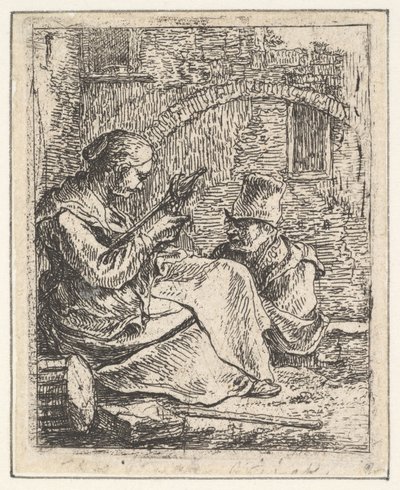 Kvinna Spinning.n.d. av Thomas Wijck