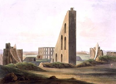 Observatoriet i Delhi, skylt XX från del 3 av "Oriental Scenery", pub. 1808 (akvatint) av Thomas und William Daniell