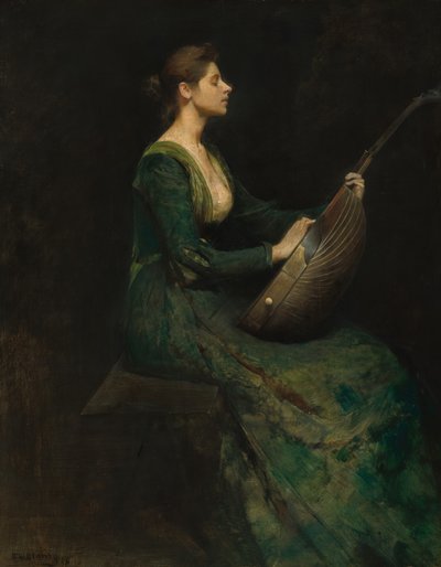 Dam med en lut av Thomas Wilmer Dewing