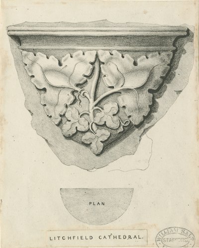 Interiör av Lichfield Cathedral - snidade lövverk: litografi och [? 1800-talet] (tryck) av Thomas Witlam Atkinson