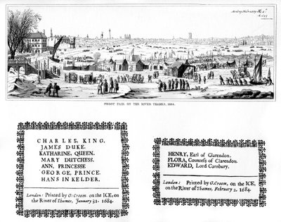 Frostmässa vid Themsen och exemplar av tryckning, februari 1684, 1840 av Thomas Wyck