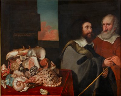 John Tradescant den yngre med Roger Friend och en samling exotiska snäckor, 1645 av Thomas de Critz