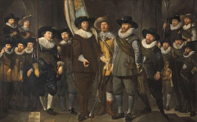 Officerare och andra civila gardister från det tredje distriktet i Amsterdam, under befäl av kapten Allaert Cloeck och löjtnant Lucas Jacobsz Rotgans av Thomas de Keyser