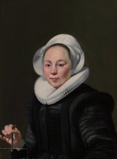 Porträtt av en kvinna med balans, ca. 1625-26. av Thomas de Keyser