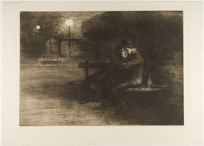Kärlekspar på en bänk av Théophile Alexandre Pierre Steinlen