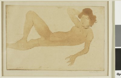 Liggande naken kvinna av Théophile Alexandre Pierre Steinlen
