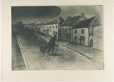 Vandrare på väg genom en sovande by av Théophile Alexandre Pierre Steinlen