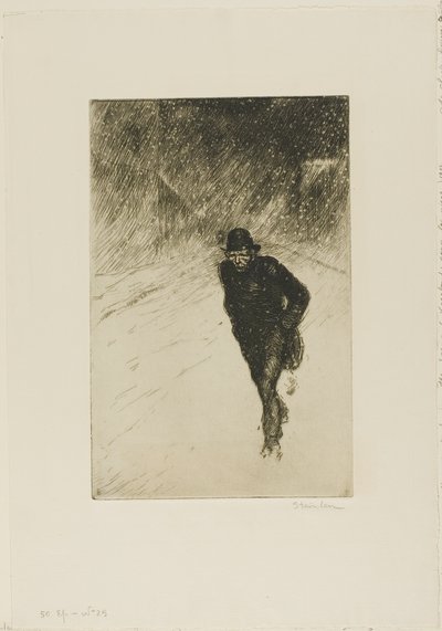 Vagabond i snön av Théophile Alexandre Pierre Steinlen