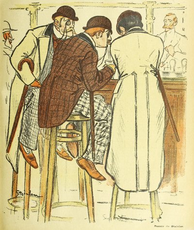 At the Bar, från Gil Blas Illustre, pub. 1899 färglitografi, 1899. av Théophile Alexandre Steinlen