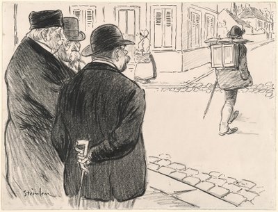 Han agerar som en målare, sent 1800-tidigt 1900-tal. av Théophile Alexandre Steinlen