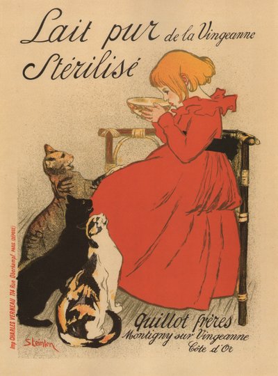 Ren steriliserad mjölk från Vingeanne-affischen, 1890-talet av Théophile Alexandre Steinlen