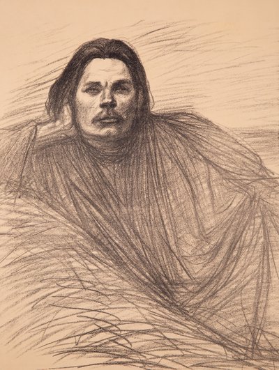 Porträtt av författaren Maxim Gorkij 1868-1939, ca 1894. av Théophile Alexandre Steinlen