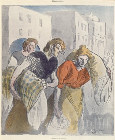 Tvättkvinnorna återvänder från tvätthuset, sent 1800-tal av Théophile Alexandre Steinlen