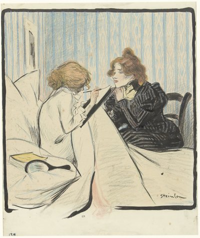 Två kvinnor i ett sovrum av Théophile Alexandre Steinlen