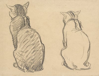 Två studier av en katt, tidigt 1900-tal av Théophile Alexandre Steinlen