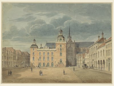Rådhus och kyrka i Goes (Zeeland) av Théophile Schuler (possibly)