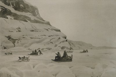 Eskimåer (akvarell på papper) av Thorolf Holmboe