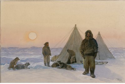 Polarforskare (akvarell på papper) av Thorolf Holmboe