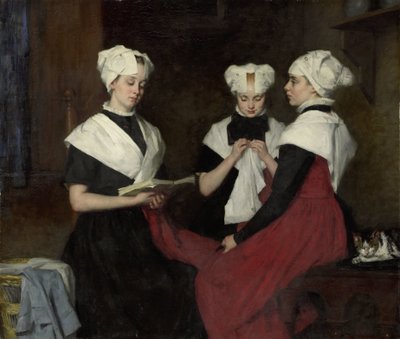 Tre tjejer från Amsterdam Burgerweeshuis av Thérèse Schwartze